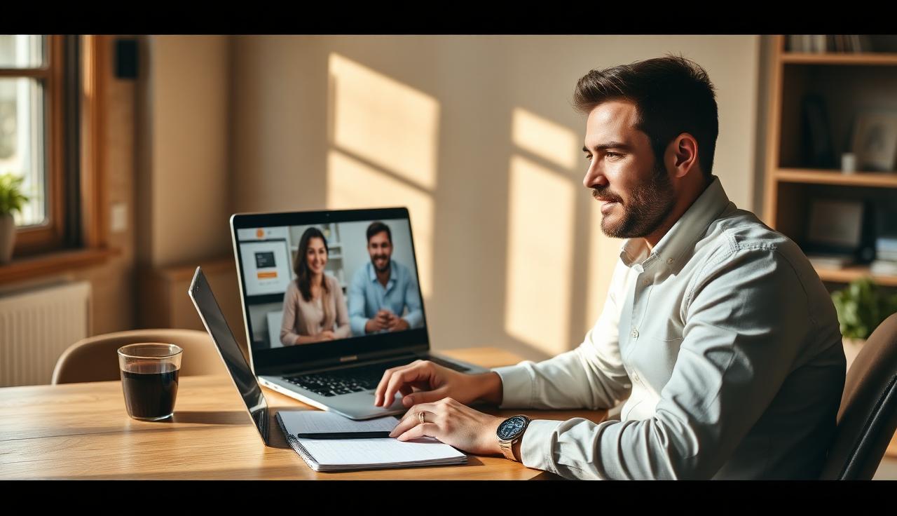 An SMB owner in a discovery call with an AI consultant